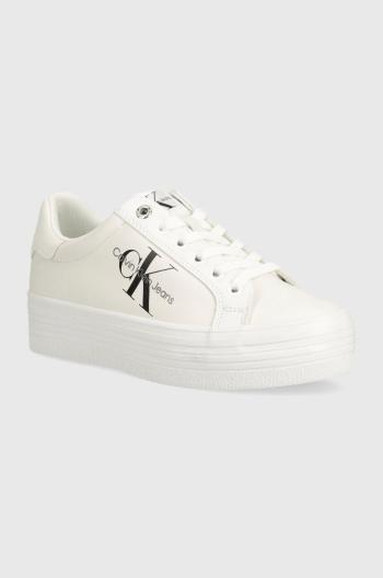 Sneakers boty Calvin Klein Jeans VULC FLATFORM LACEUP bílá barva, YW0YW00847