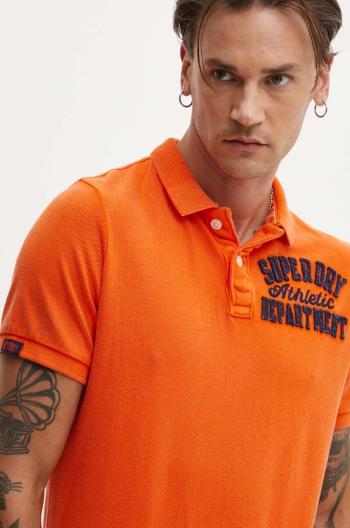 Bavlněné polo tričko Superdry oranžová barva, s aplikací, M1110396A-TSW