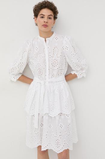 Bavlněné šaty Bruuns Bazaar bílá barva, mini
