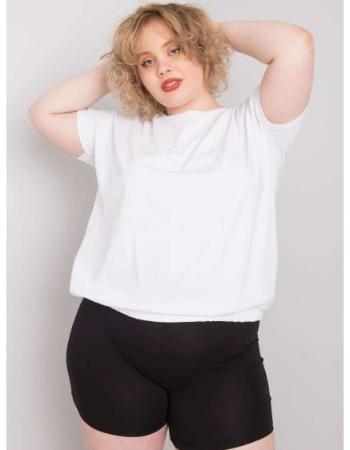 Dámská halenka s žebrovaným pasem ADDYSON bílá plus size 