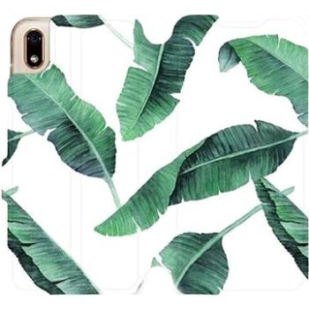 Flipové pouzdro na mobil Huawei Y5 2019 - MG06P Zelené listy na bílém pozadí (5903226920402)