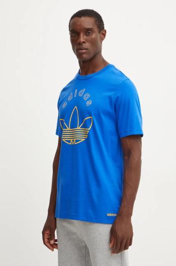 Bavlněné tričko adidas Originals modrá barva, s aplikací, IY0425