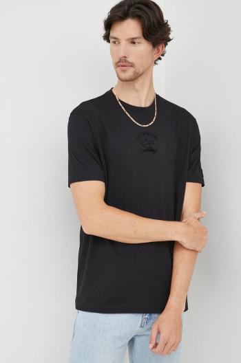 Bavlněné tričko Paul&Shark černá barva, s aplikací