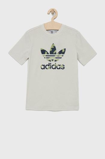 Dětské bavlněné tričko adidas Originals HF7451 béžová barva, s potiskem
