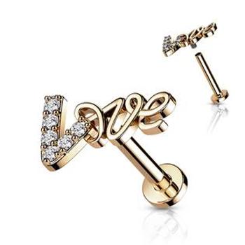 Šperky4U Zlacený piercing do brady Love - LB1097RD-1208
