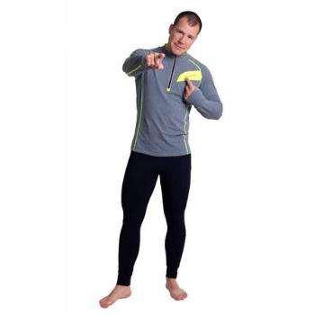 PROGRESS FALCON pánský sportovní pulovr se zipem M šedý melír/reflexní žlutá
