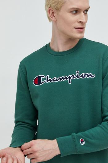 Mikina Champion pánská, zelená barva, s aplikací