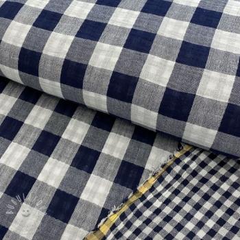 Dvojitá gázovina/mušelín Double sided CHECKS MINI navy