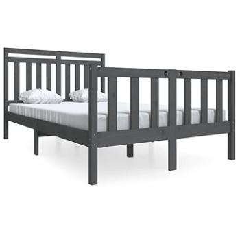 Rám postele šedý masivní dřevo 140 × 200 cm, 3100960 (3100960)