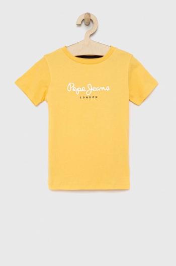 Dětské bavlněné tričko Pepe Jeans PJL BJ žlutá barva, s potiskem