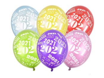 Partydeco Latexový balón 2021 - metalický