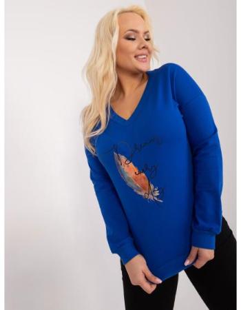 Dámská halenka plus size s nápisy kobaltová 