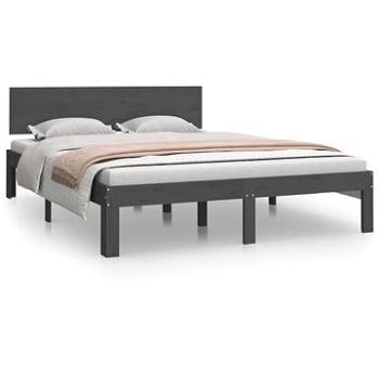 Rám postele šedý masivní dřevo 150 × 200 cm King Size, 810502 (810502)