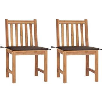 Zahradní židle 2 ks s poduškami masivní teakové dřevo, 3062924 (3062924)