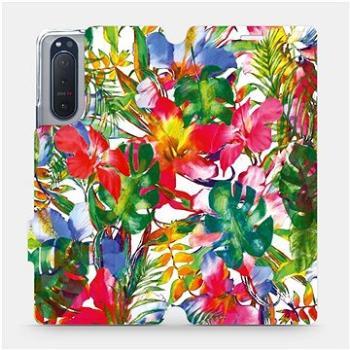 Flipové pouzdro na mobil Sony Xperia 5 II - MG07S Pestrobarevné květy a listy (5903516399819)