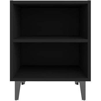 Noční stolek s kovovými nohami černý 40 x 30 x 50 cm  (805799)