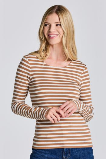 TRIČKO GANT RIB STRIPE LS T-SHIRT hnědá L