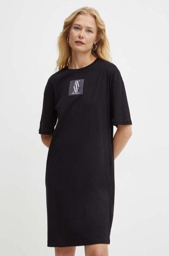 Bavlněné šaty Armani Exchange černá barva, mini, oversize, 6DYA79 YJ3RZ