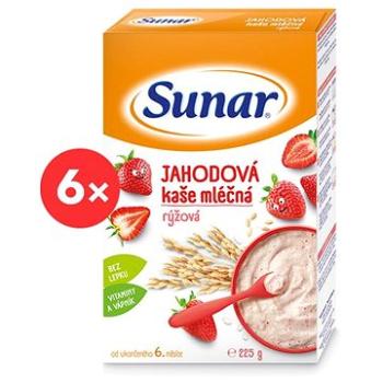 Sunar mléčná kaše jahodová rýžová 6× 225 g (8592084409579)