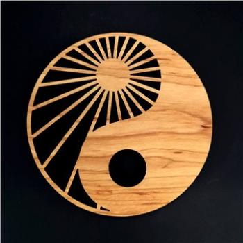 AMADEA Dřevěný podtácek kulatý jin-jang, masivní dřevo, průměr 10 cm (26987-00)