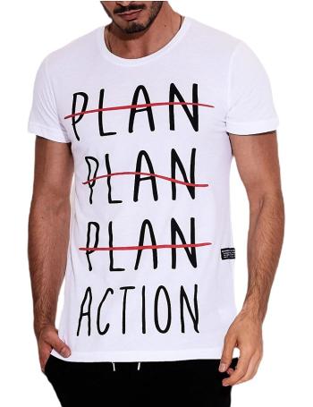 Bílé pánské tričko s nápisem plan vel. S