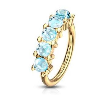 Šperky4U Zlacený piercing kruh s modrými kameny 1,0 x 10 mm - K01051-GDB