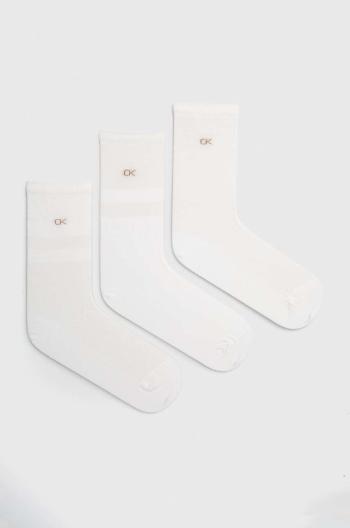 Ponožky Calvin Klein 3-pack dámské, bílá barva
