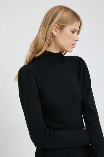 Tričko s dlouhým rukávem GAP černá barva, s pologolfem