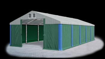 Garážový stan 6x12x4m střecha PVC 560g/m2 boky PVC 500g/m2 konstrukce ZIMA Zelená Šedá Modré