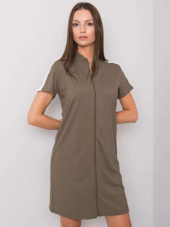 KHAKI DÁMSKÉ ŠATY SE ZIPEM HG-SK-5446.21-KHAKI Velikost: M