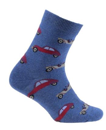 Chlapecké vzorované ponožky WOLA AUTA modrý melír Velikost: 33-35