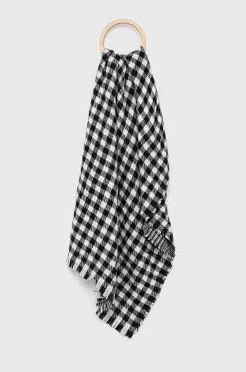 Šátek z vlněné směsi Answear Lab černá barva, vzorovaný