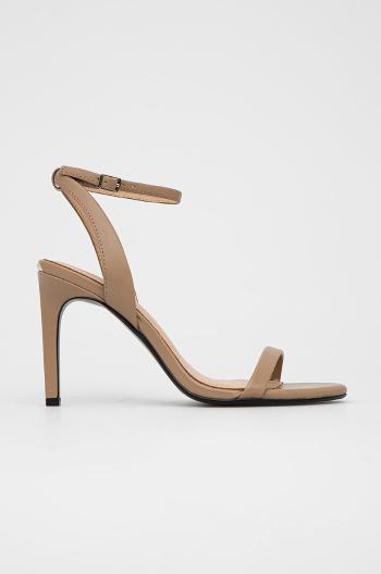Kožené sandály Calvin Klein Essentia béžová barva