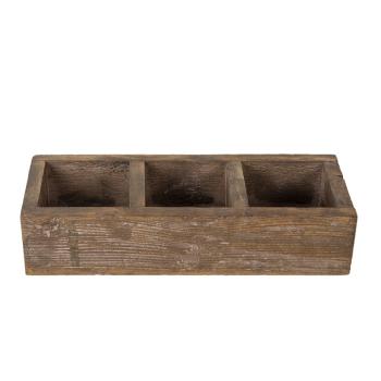 Hnědý antik dřevěný dekorativní box se 3mi přihrádkami Silen - 33*12*7 cm 6H1987