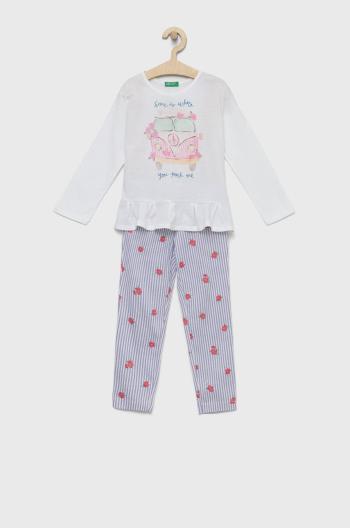Dětské bavlněné pyžamo United Colors of Benetton bílá barva, s potiskem