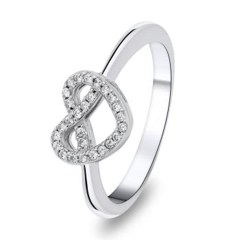 Brilio Silver Romantický stříbrný prsten se srdíčkem RI011W 58 mm
