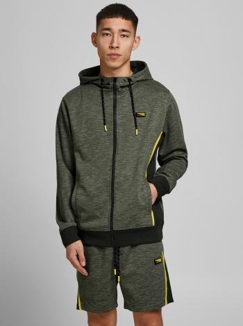 Khaki žíhaná mikina s kapucí Jack & Jones Kobe