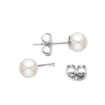 NUBIS® Stříbrné perlové náušnice - bílé perly 5 mm - NBP1009