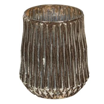 Skleněný svícen na čajovou svíčku s vroubky Vrubie - Ø 18*21 cm 6GL3907