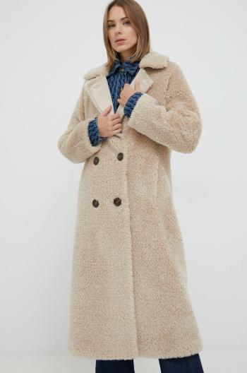 Kabát Marella dámský, béžová barva, přechodný, dvouřadový