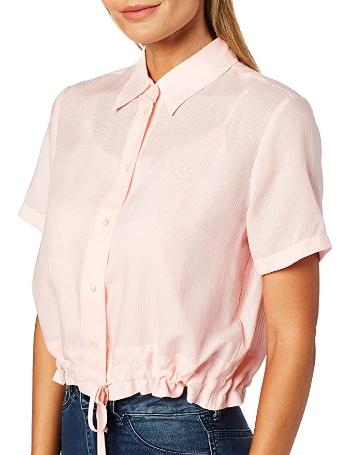Calvin Klein Calvin Klein dámská růžová krátká košile WAISTED LACING SS SHIRT