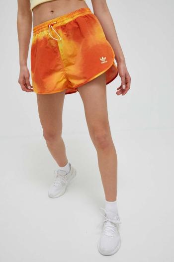 Kraťasy adidas Originals dámské, oranžová barva, vzorované, high waist