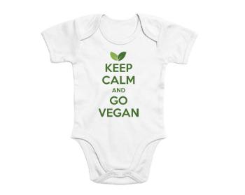 Dětské body krátký rukáv premium Keep calm and Go Vegan