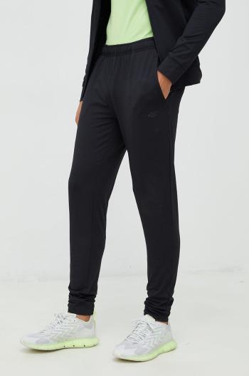Tréninkové kalhoty 4F pánské, černá barva, hladké