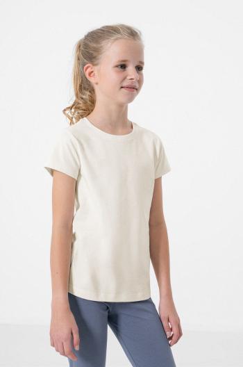 Dětské bavlněné tričko 4F béžová barva