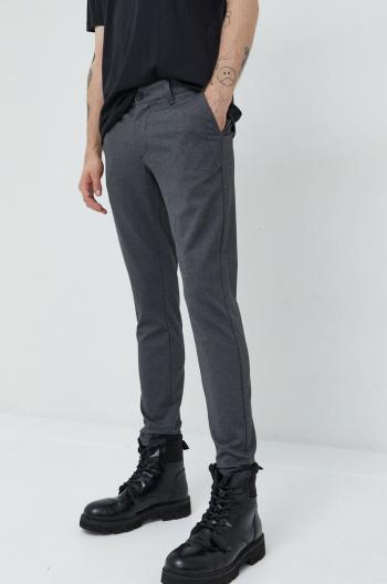 Kalhoty Only & Sons pánské, šedá barva, přiléhavé