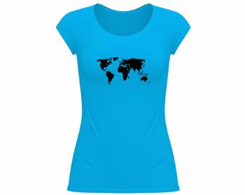 Dámské tričko velký výstřih Mapa světa