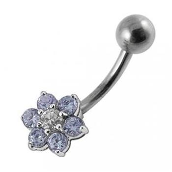 Šperky4U Stříbrný piercing do pupíku - kytička - BP01018-TZ