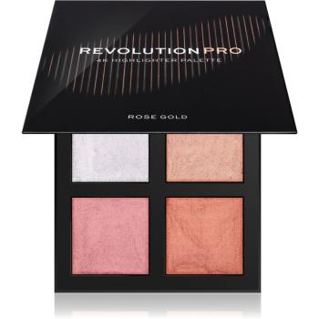 Revolution PRO 4K Highlighter Palette paleta rozjasňovačů odstín Rose Gold 4 x 4 g