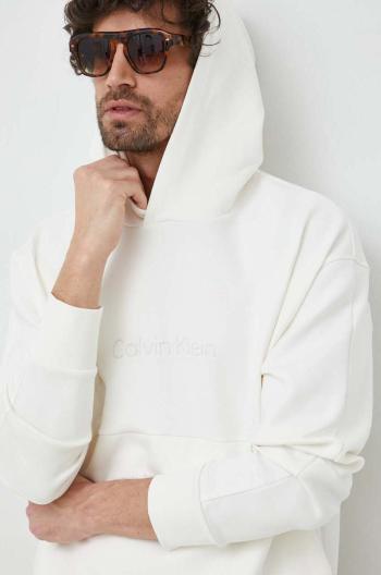 Mikina Calvin Klein pánská, béžová barva, s kapucí, s aplikací
